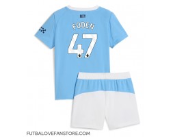 Manchester City Phil Foden #47 Domáci Detský futbalový dres 2025-26 Krátky Rukáv (+ trenírky)